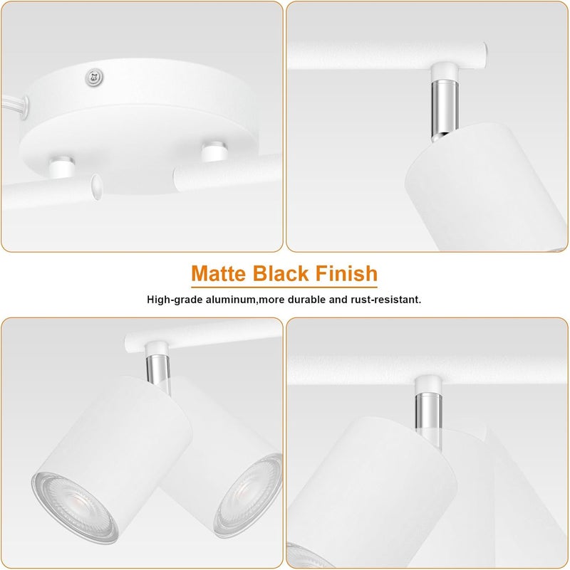AUQUEE Track Lighting Plug in, LED Track Lighting Fixtures Ceiling Kit, White 6-Light Ceiling Light Plug-in, Wall Light with 14.8ft Power Cord, Rotatable Kitchen Spotlight for Bedroom(GU10 Socket, NO Bulb) - Image 5